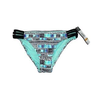 California Waves Sea Glass Strappy Hipster Bikini Swim Bottoms XS‎